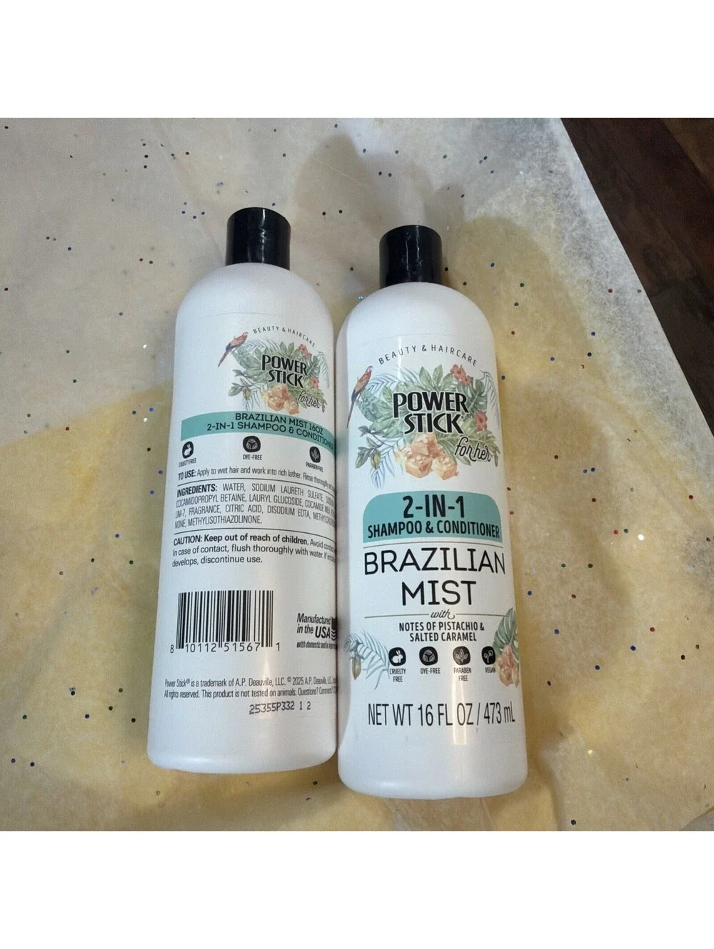 Power Stick for Her Brazilian Mist 2-in-1 Shampoo Conditioner Vegan 16oz 2 Pack